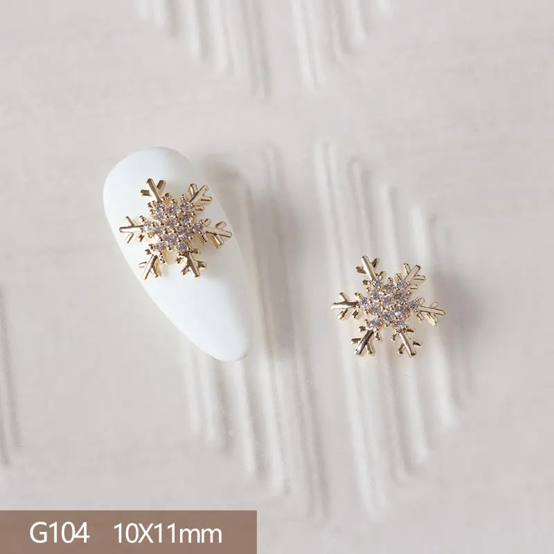 10pcs 3D Alloy Christmas Tree Bells Nail Art Zircon Pearl Metal Manicure Nails Accessories DIY Nail Decorations Supplies Charms