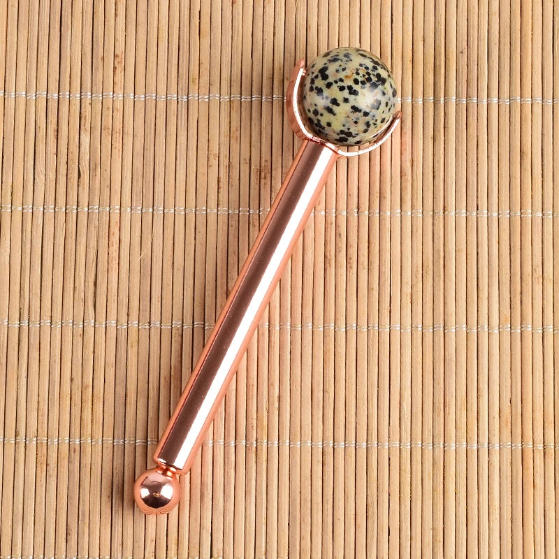 Natural Stone Facial Care Massage Roller Stainless Steel Wand Health Care Eye Head Massager Interchangeable Roller Head Tool