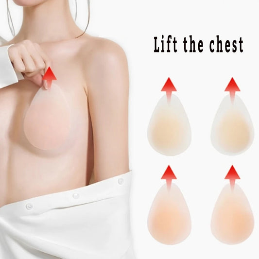 No Glue Sticky Nipple Cover Plunge Droplet Invisible Bra Ultra Thin Seamless Silicone Nubra Stickers Lifting Breast Pads Pasties