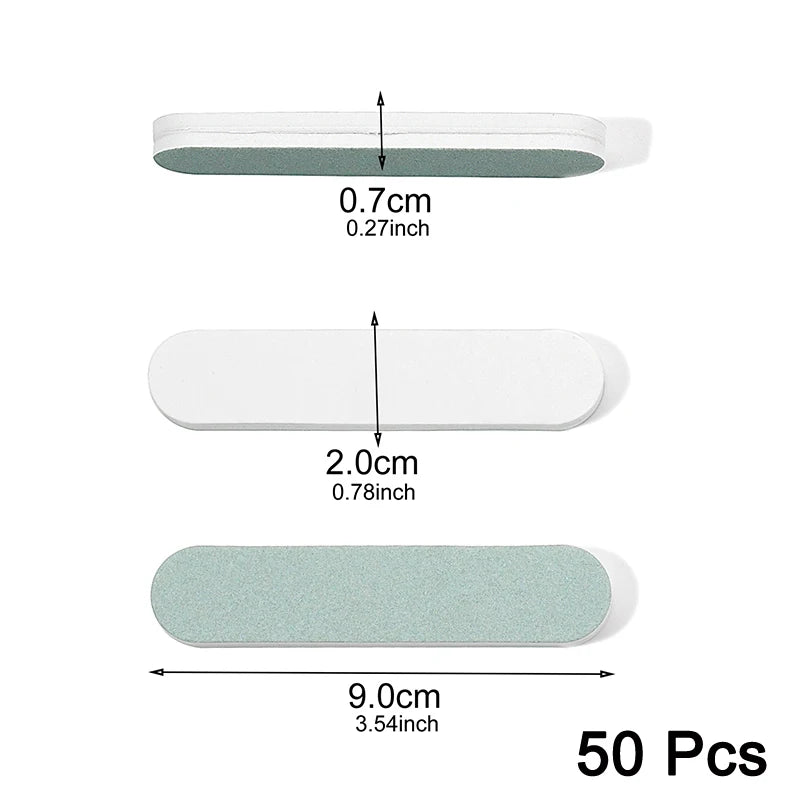 50/100 Pcs/Lot Nail Buffer Polishing Strip Green/White Sanding 600/3000 Sponge Manicure Tools Washable Buffing Blocks for Nails