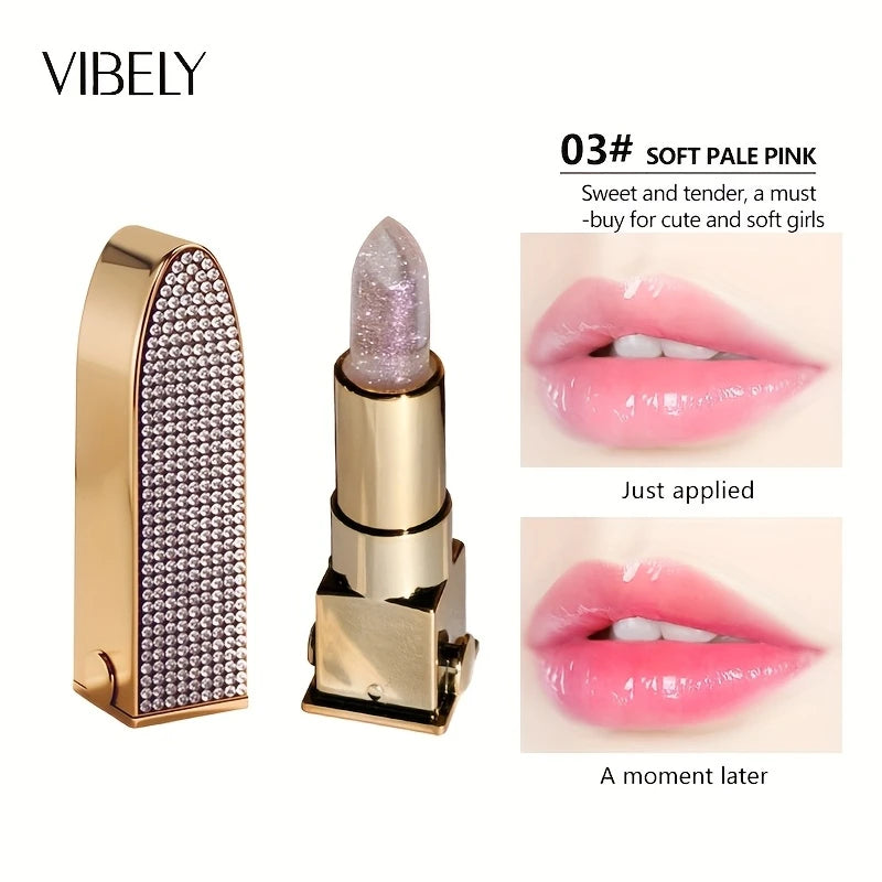 2 in 1 Sparkling Diamond Lipstick Changing Lipstick,Waterproof Long-Lasting Moisture &Non-Fade Effect,Matte Lip Gloss Lip Makeup