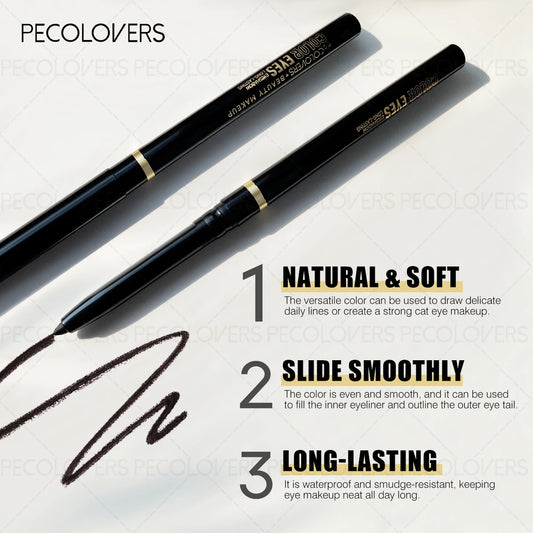 Long-Lasting Gel Black Eyeliner Pencil - Waterproof Matte Eye Makeup Tool with Quick-Drying