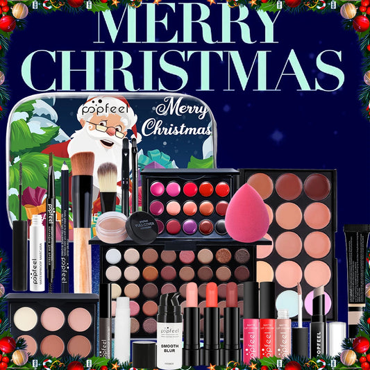 POPFEEL Christmas Makeup Set - Complete Holiday Cosmetic Collection Featuring Eyeshadow, Concealer, and Lipstick,Gift-Giving.