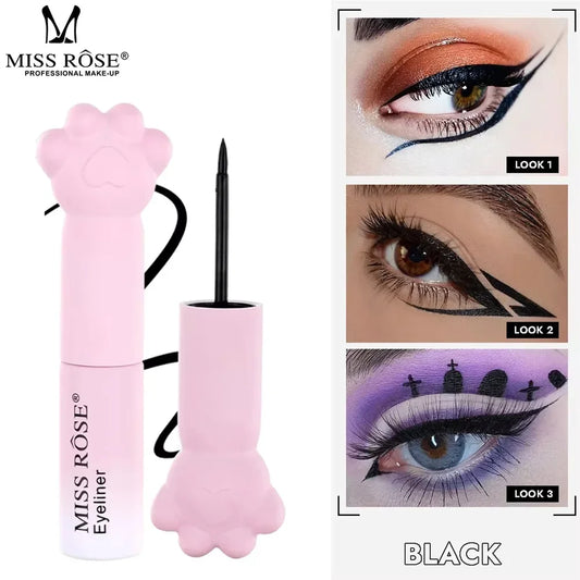 Pink Cat Paw Black Liquid Eyeliner Pen Fast Drying Long-lasting Smudge Proof Makeup Holding Premium Eye Liner Pen Eye Cosmetics