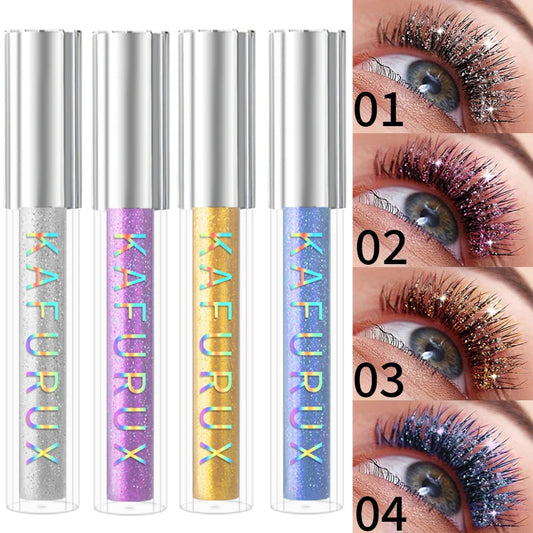 1pc Diamond Shine Waterproof Volume Curl Mascara Glitter Snow Effect,Smudge-proof Eye Makeup for All Skin Types Women Cosmetics