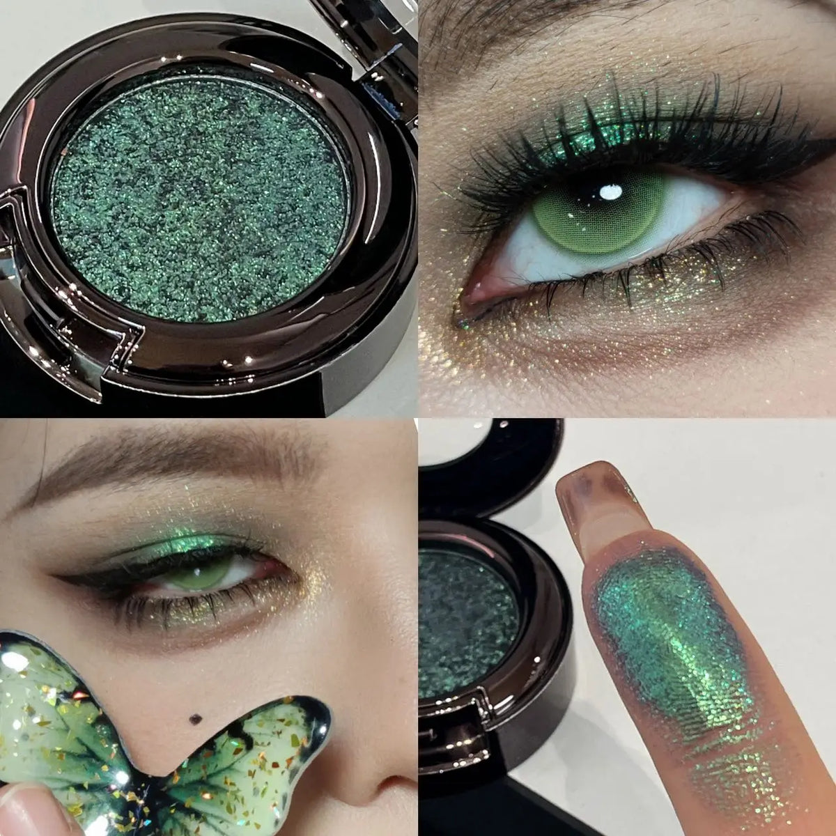 Metallic Glitter Black Blue Eyeshadow Purple Green Metallic Highlighter Eyeshadow Diamond Long Lasting Eye Makeup Women Cosmetic