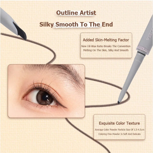 VEECCI Eyeliner Pencil Double-ended Built-in Blade Brush Color-locking Long-lasting No Smudging 50mg Eye Makeup Cosmetics