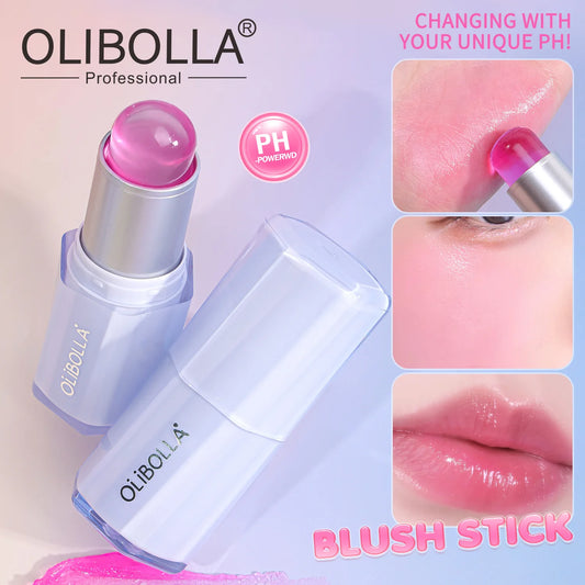 Color Changing Blush Stick, Heat-Activated Jelly Touch that Melts Smoothly, Creates Fresh Dewy Glow with Hydrating Cream Texture