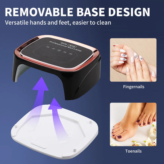 Professional Nail Art UV LED Light Rechargeable Dryer Smart Wireless HD Display Nail Drying Light for Fast Curing of All Gels
