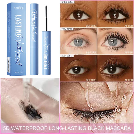 5D Waterproof Mascara Lengthening Eyelashes Women's Make-up Waterproof Mascara Black Silk Fibre Mascara Korean Cosmetics New