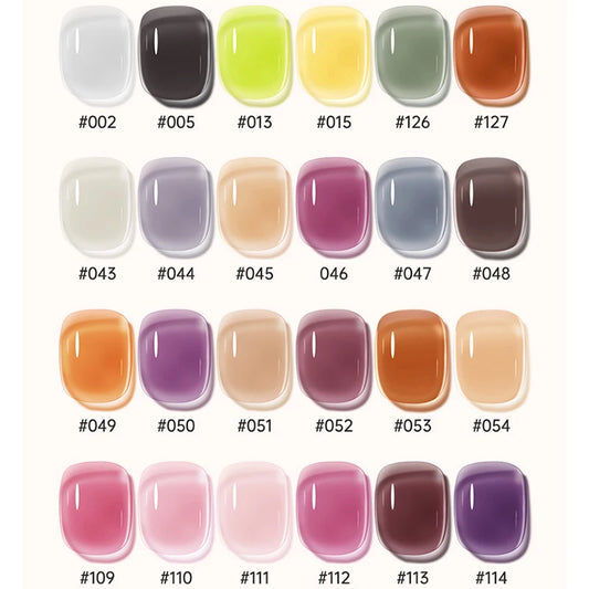 Jelly Gel Polish, 24 Colors Trendy Neon Jelly Gel Nail Polish Kit Glossy Crystal Transparent Gel Polish Nude Pink Purple Green B