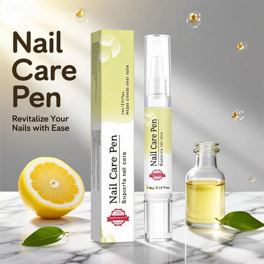 Lemon Nail Care Pen 4ml - Tea Tree & Castor Oil Formula for Discolored Nails, Strengthens & Protects, Cuticle Treatment