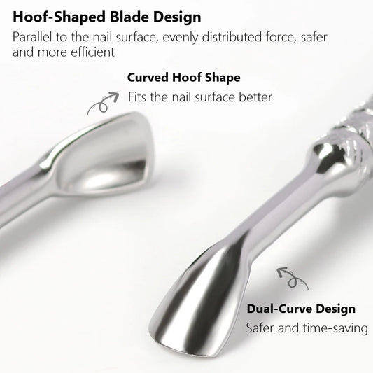 Double-Head Angled Hoof Cuticle Pusher Stainless Steel Bevel Nail Art Manicure Stick for Personal Hygiene And Grooming