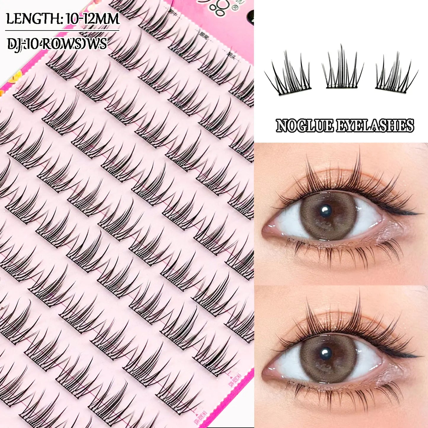 Noglue Eyelashes Natural False Eyelashes DIY Lashe Clusters Glue Strands Eye Lashes Adhesive Eyelash Artificial Eyelashes