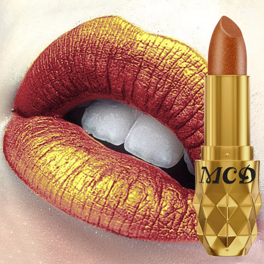 5 colors pearlescent metallic lipstick bold& intense glitter shinny lip tint long lasting lip senior matte lip makeup gifts