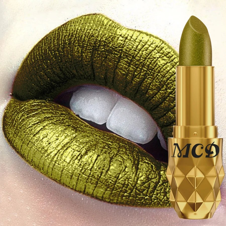 5 colors pearlescent metallic lipstick bold& intense glitter shinny lip tint long lasting lip senior matte lip makeup gifts