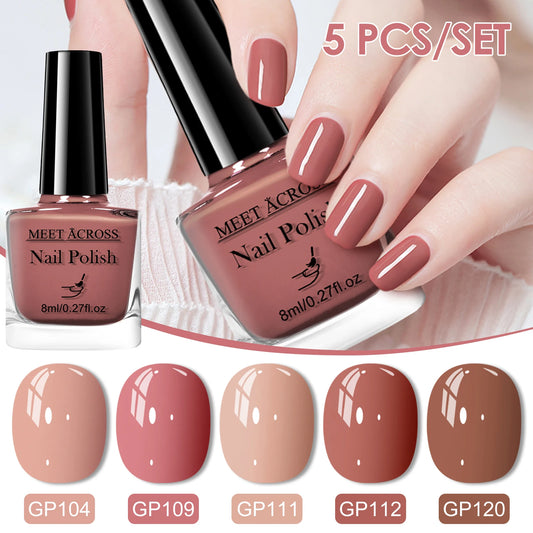 5pcs/set 8ml Water-Based Nail Polish Long Lasting Quick Drying No Need of Lamp to Cure Nail Supplies Vernis for Nails Manicure