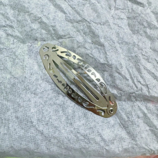 Vintage Hollowed Out Pattern Hair Clips Y2K Geometric Silver Oval Snap Hairclips Punk Metal Side Hairpin Korean Hair Accessories