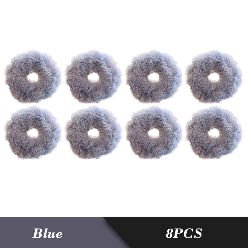 1PC Fluffy Warm Autumn Winter Elastic Hair Band Scrunchies Large Intestine Hair Ring For Women Girls Plush Hair Rope Hairwear