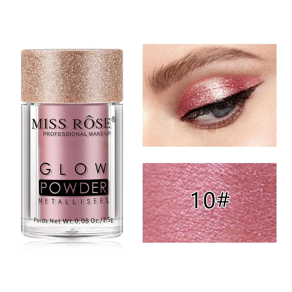 MISS ROSE Single Colour Pearl Diamond Glitter Eyeshadow Make-up High Lighter Shiny Shimmer Brighten Eye Shadow Powder Cosmetics