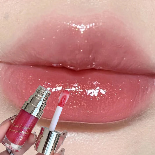 Sparkling Glitter Lip Gloss Shiny Pearl Lip Glaze Plant Extract Moisturize Jelly Lip Oil Long Lasting Makeup Non-Sticky Lipstick