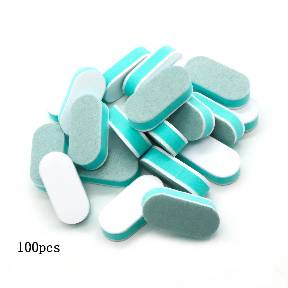 20/40/100pcs Mini Oval Nail Buffer Block File 600/3000 Grit Double-Sided Sanding Buffering Polishing Manicure Tools Sponge Files