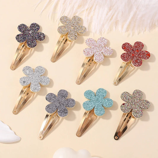 16Pcs Geometric Hair Clip Glitter DropletColorful Gradient Children Bangs BB Alloy Hairpins Girls Headclips Hair Accessories
