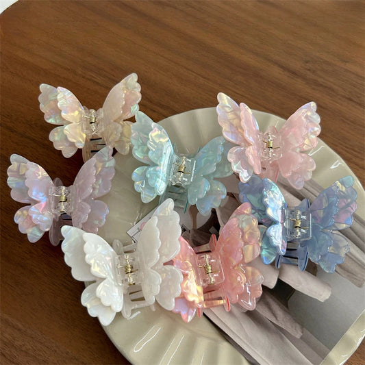 Retro Fairy Butterfly Hair Claw Acetate Crab Hair Clip Sweet Princess Shark Hairpin Women Lady Girl Headwear Hair Accessories