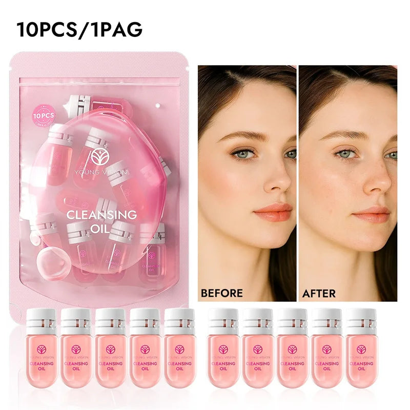 5/10 Capsules of Cleansing and Makeup Remover Oil Gentle Facial Makeup Remover Travel Portable Moisturize Soothe Cleansing Oil