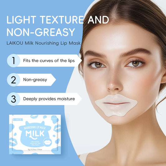 Laikou Milk Lip Mask Hydrating Repair Remove Lines Blemishes Lighten Lip Line Collagen Gel Lips Pad Patches Skin Care Product