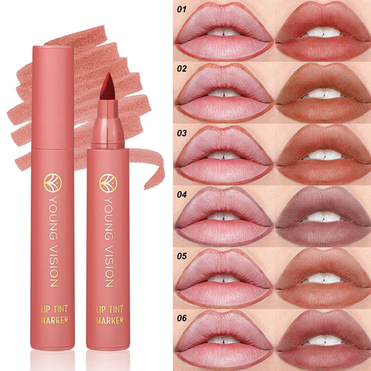 3pcs/ set Lip Tint Marker Liquid lipstick Nude Matte Shades, Lip Liner and Stick 2-in-1, Durable waterproof Christmas gift