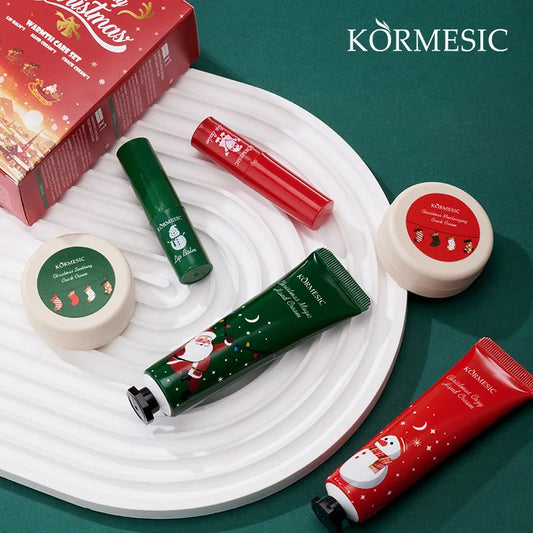 Christmas Gift Set Hydrating Body Care Collection, featuring Hand Cream, Lip Balm, Foot Cream, and Nourishing Moisturizer
