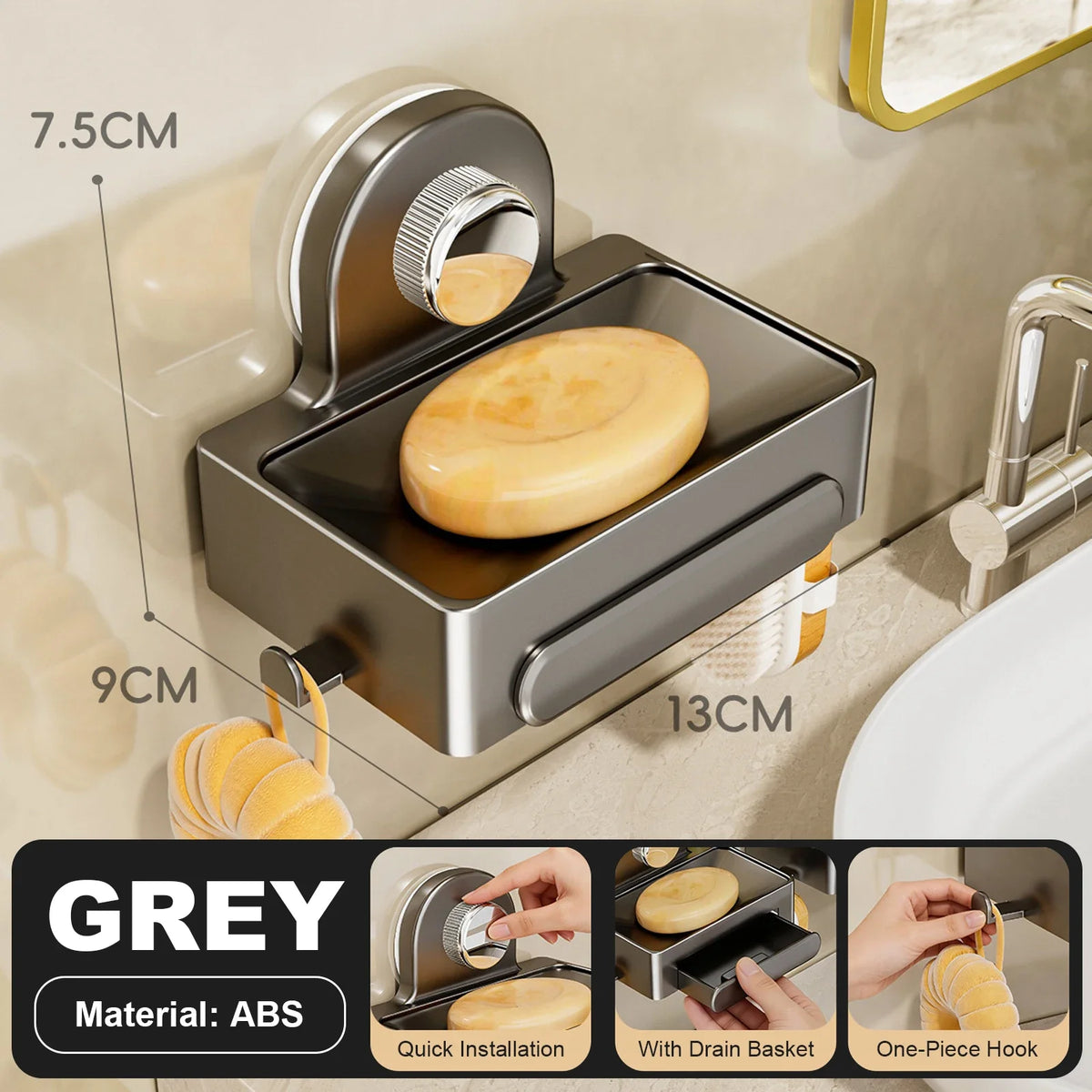 Bathroom Soap Holder Free-Punching Wall Mounted Soap Sponge Holder Organizer Double drainage Soap Dish Bathroom accessories