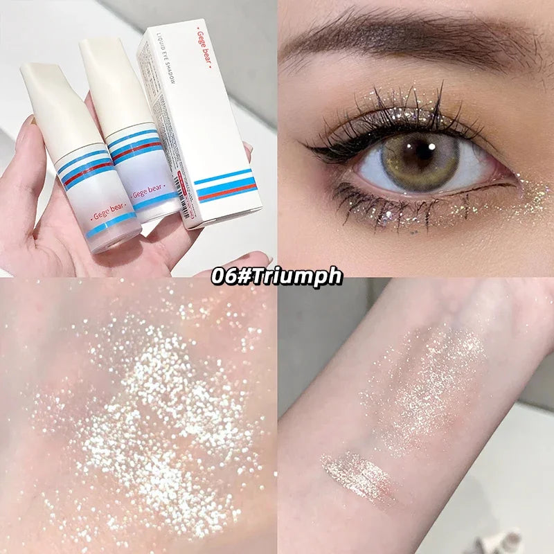Pearlescent Matte Liquid Eyeshadow Wet and Bright Highlighter Stick Clear Glitter Contour Makeup Facial Brightening Cosmetics