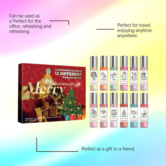 Christmas Colorful Countdown Perfume Gift Set - 12 Unique Fragrances, Heartwarming Christmas Surprises