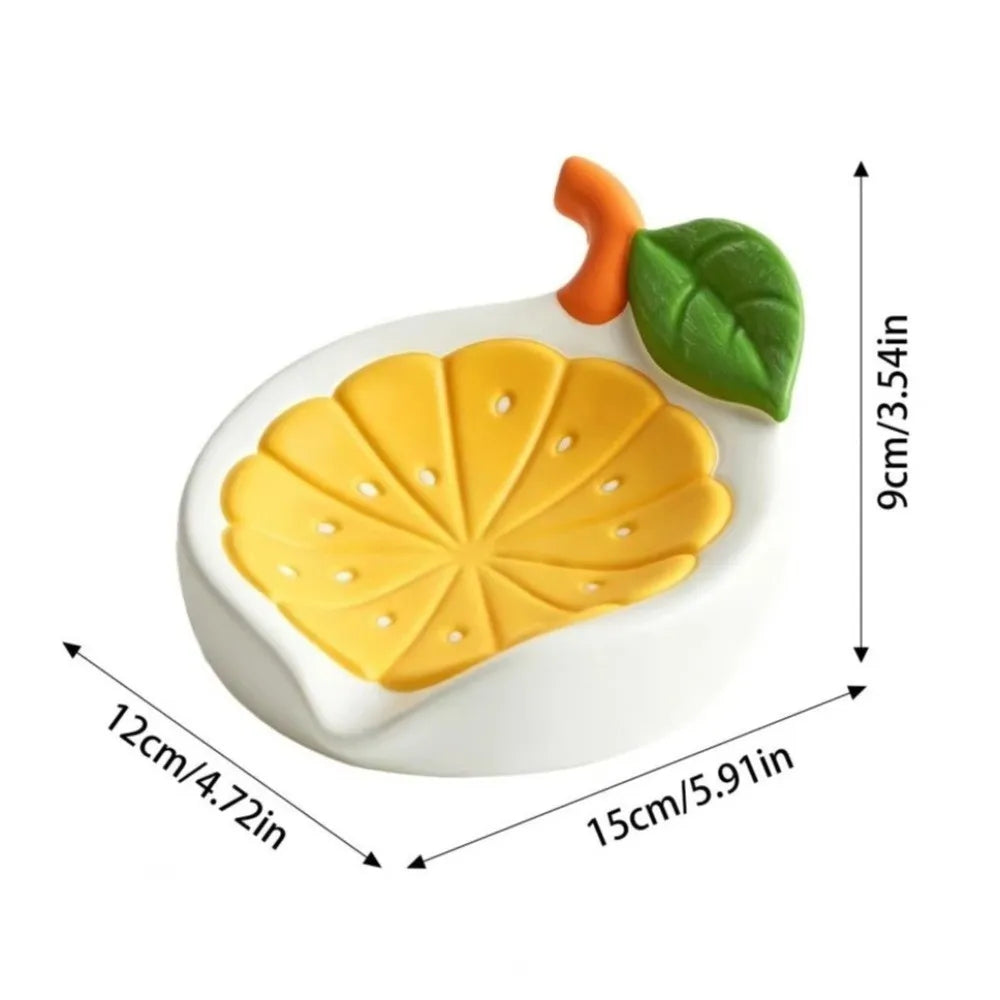 Creative Non-Slip Lemon Soap Dish Inclined Drainage Stable Dry Soap Storage Rack Sponge Holder Soap Box Kitchen