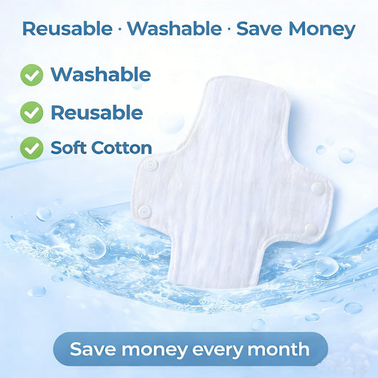 BIAI 5 Pieces Reusable Washable Cotton Pads Soft Skin Friendly Cloth Pads Reusable Reusable Pads for Women Cotton Sanitary Pad