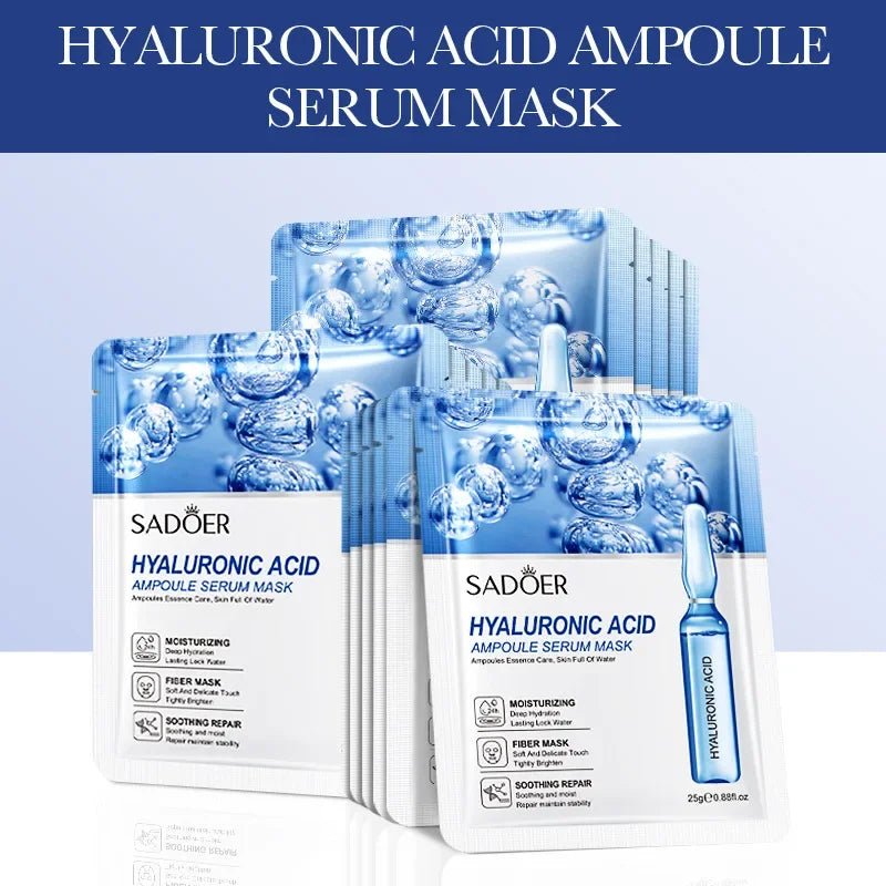 15pcs 24K Gold Hyaluronic Acid Face Mask Facial Firming Moisturizing Anti Wrinkle Whitening Facial Masks Skin Care Products
