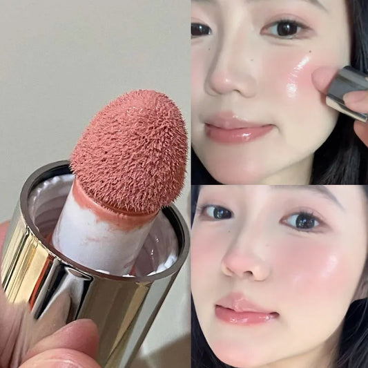 Matte Moisturizing Blusher Sponge Head Milk Pink Liquid Blush Stick Cheek Makeup Natural Lip Contour Brighten Rouge Highlighter