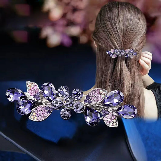 2025New Small Korean version elegant temperament rhinestone half zip mom style hair clip