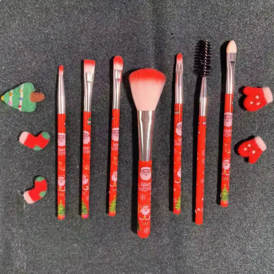 12PCS Christmas Makeup Brush Gift Set | Cute Santa & Kitty Cartoon Brushes for Women | Beginner-Friendly Holiday Beauty Kit