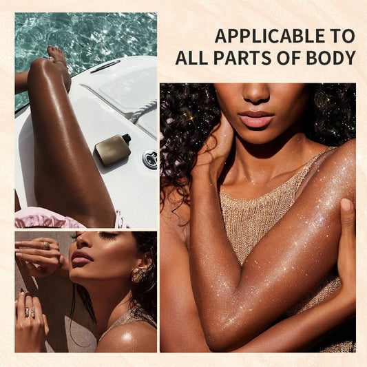 Glow Shimmer Spray,Waterproof Liquid Highlighter Body Luminizer with Glitter Makeup For Face & Body,Long-lasting For Festival