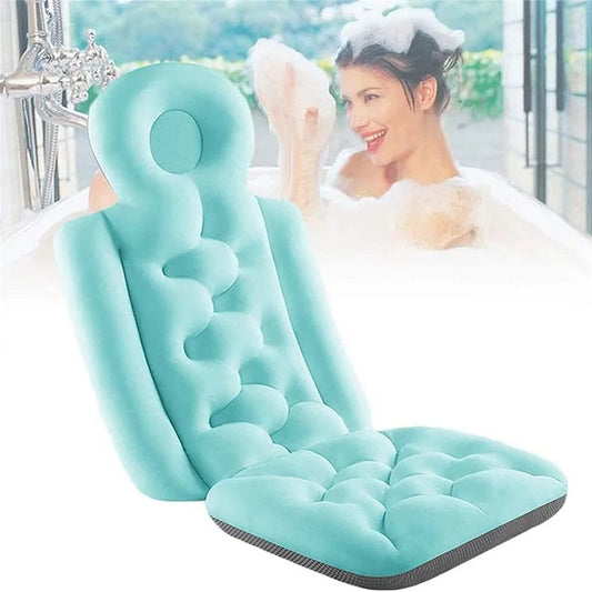 Luxury Full Body Bath Pillow Suction Cups Ergonomic Tub Cushion for Head, Neck, Back Support, Non-Slip for Ultimate Relaxation