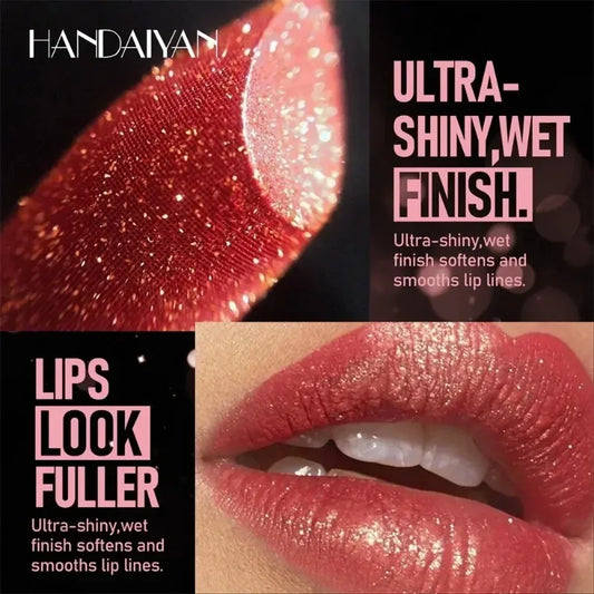 8 Colors Diamond Shimmer Lipstick Purple Metallic Glitter Pearlescent Lip Tint Long Lasting Waterproof Lipstick Makeup Cosmetics