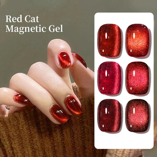 UR SUGAR 15ml 6 Colors Shine Red Winter Christmas Cat Magnetic Gel Nail Polish Sparkling Glitter Semi Permanent Soak Off UV Gel