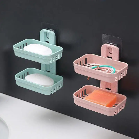 No Punch Wall Mount Soap Box Wheat Straw Suction Cup Non Trace Stick Soap Holder Drainage Bathroom Accessory