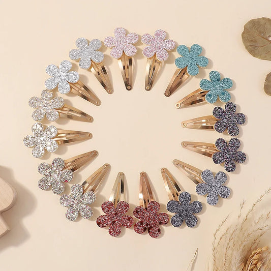 16Pcs Geometric Hair Clip Glitter DropletColorful Gradient Children Bangs BB Alloy Hairpins Girls Headclips Hair Accessories