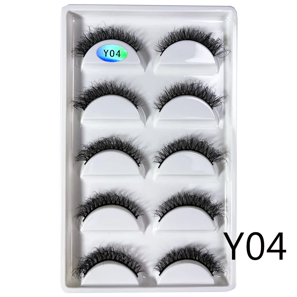 NEW 5 Pairs 3D Y08 Natural Mink False Eyelashes Fluffy Style Makeup Eyelash Fake Eye Lashes Faux Cilios Make Up Beauty Tools