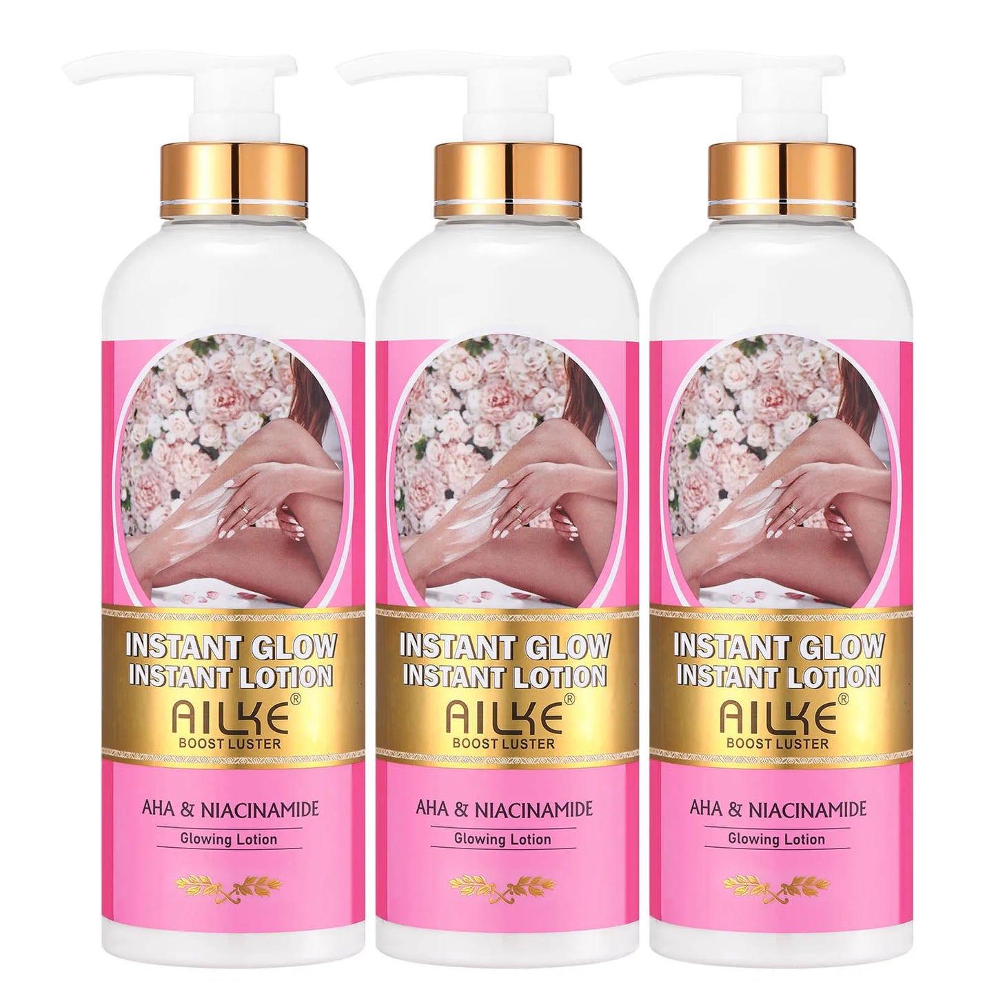AILKE Women Skin Glowing Body Lotion, Moisturizing, Brightening, Nourishing, Smoothing Skin Cream, With AHA, Niacinamide