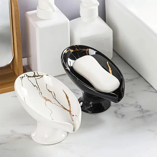 New 1 ceramic Leay shower soap holder, bathroom and kitchen supplies shape box, drain hole tray, storage board